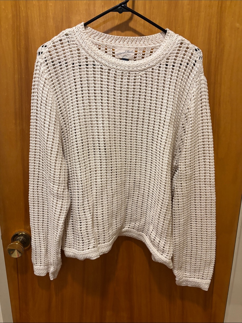 Universal Thread Open-Weave Crewneck Sweater — Cream